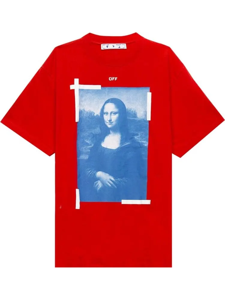 Футболка мужская Off-White Blue Monalisa с изображением Мона Лизы — изображение 1 из 2, красный