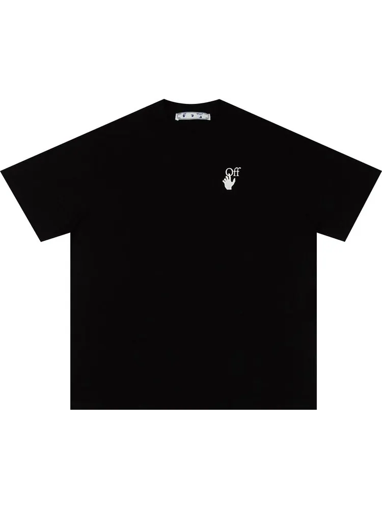 Футболка мужская Off-White Marker с индустриальным дизайном, черный/фуксия — изображение 1 из 2