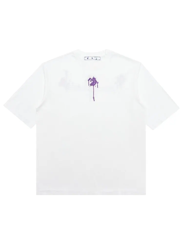 Футболка мужская Off-White Dripped с надписью — изображение 1 из 3, белый/фиолетовый