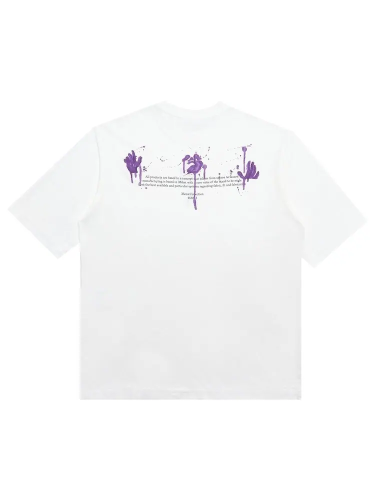 Футболка мужская Off-White Dripped с надписью — изображение 2 из 3, белый/фиолетовый