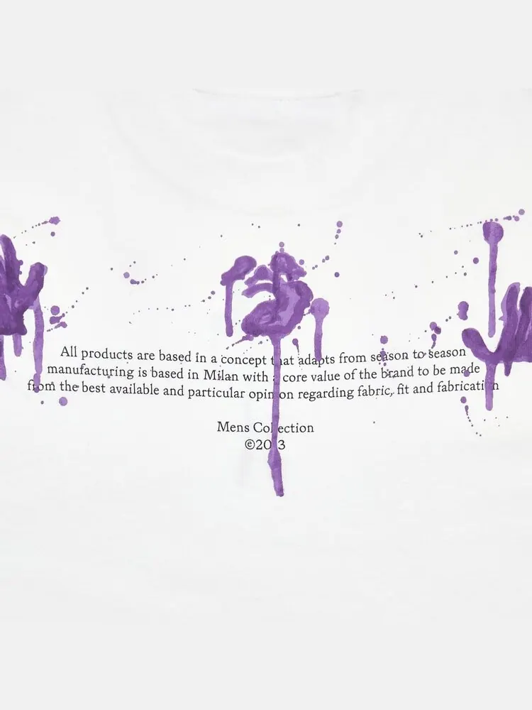 Футболка мужская Off-White Dripped с надписью — изображение 3 из 3, белый/фиолетовый
