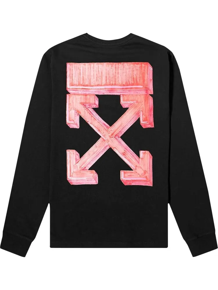 Лонгслив Off-White Marker Long-Sleeve Tee 'Black/Red' — изображение 2 из 2, черный