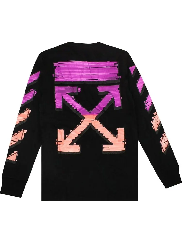Лонгслив мужской Off-White Marker с цветным принтом — изображение 2 из 3, черный