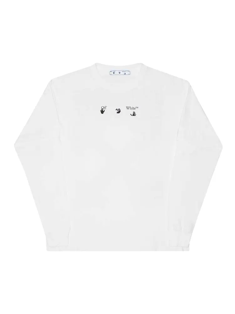 Лонгслив мужской Off-White Blue Marker Double Sleeve с принтом — изображение 1 из 2, белый