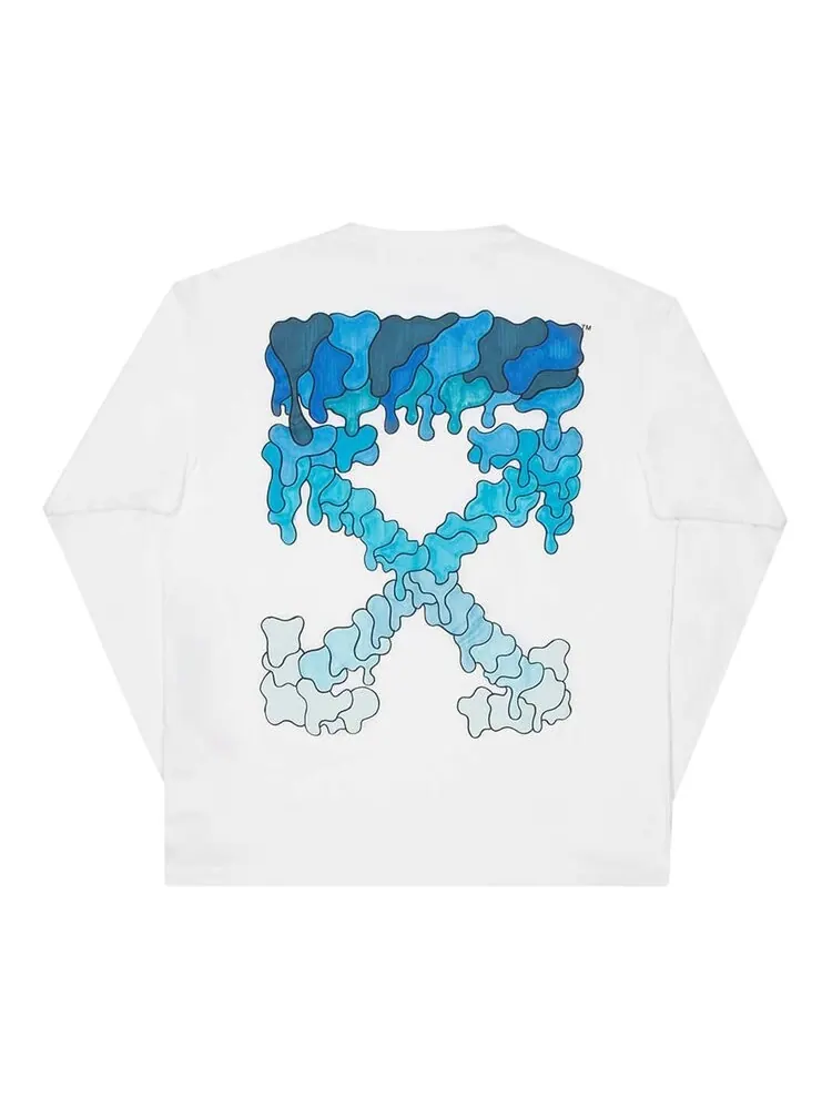Лонгслив мужской Off-White Blue Marker Double Sleeve с принтом — изображение 2 из 2, белый