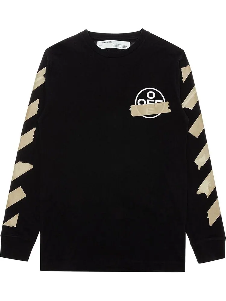 Футболка Off-White Tape Arrows Long Sleeve T-Shirt 'Black' — изображение 1 из 3, черный