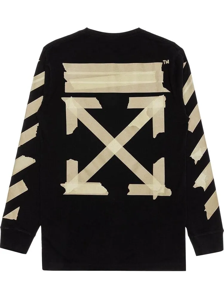 Футболка Off-White Tape Arrows Long Sleeve T-Shirt 'Black' — изображение 2 из 3, черный