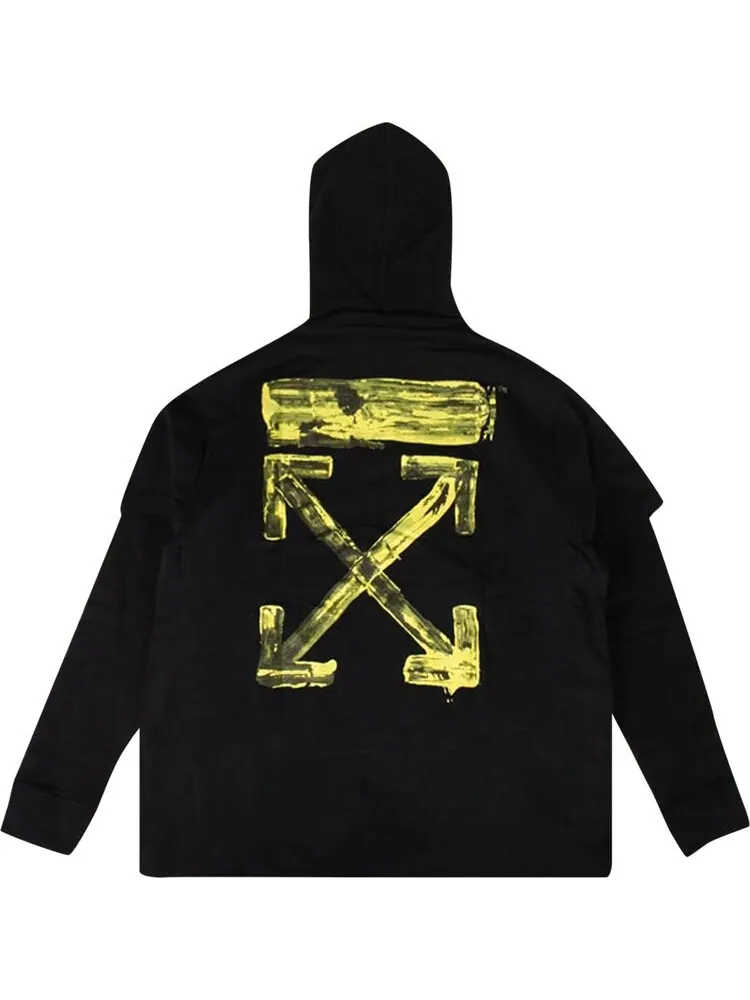 Худи мужская Off-White Acrylic Arrows Double Tee с капюшоном и принтом — изображение 2 из 2, черный