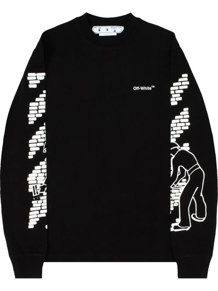 Лонгслив Off-White Bricks Skate Long-Sleeve Tee 'Black/White' — изображение 1 из 1, черный