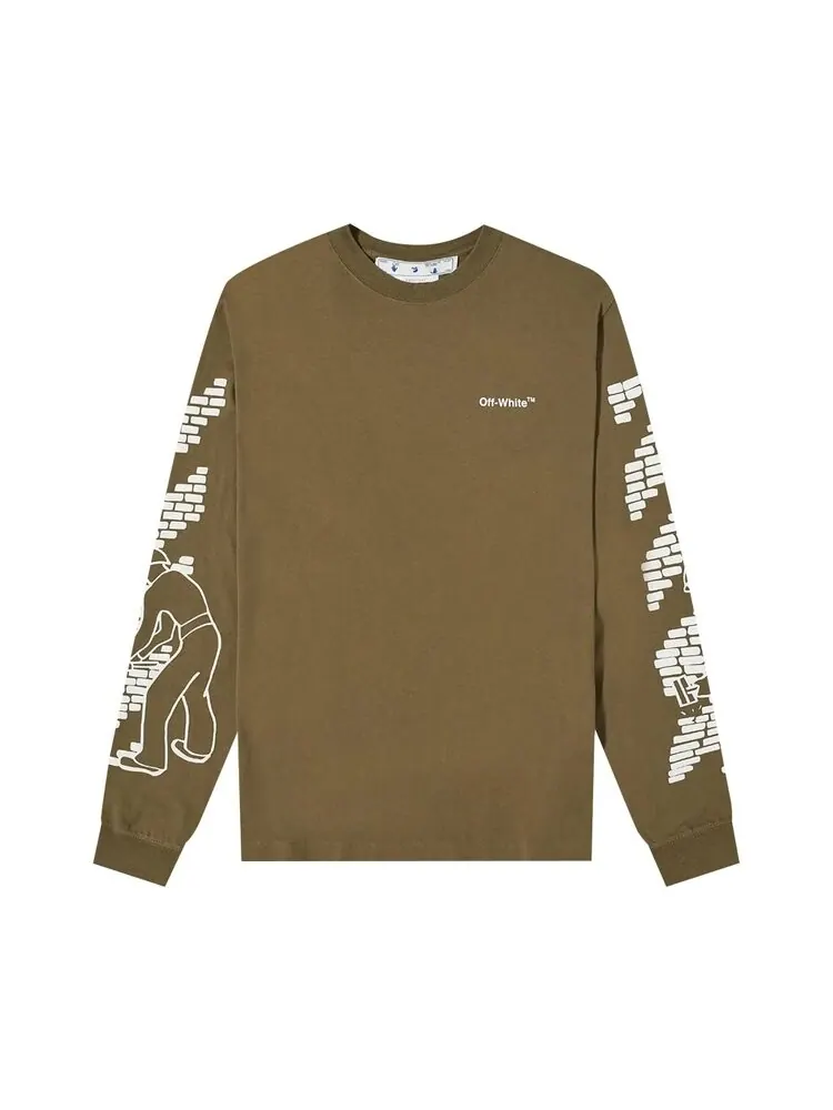 Футболка Off-White Bricks Skate Long-Sleeve Tee — изображение 1 из 1, зеленый