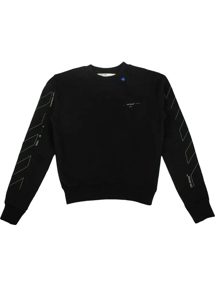 Толстовка Off-White Diag Unfinished Slim Crewneck 'Black / Silver' — изображение 1 из 2, черный