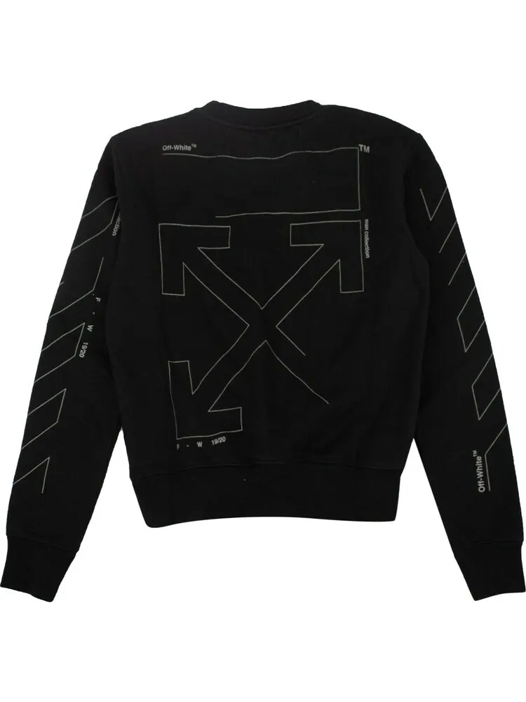 Толстовка Off-White Diag Unfinished Slim Crewneck 'Black / Silver' — изображение 2 из 2, черный