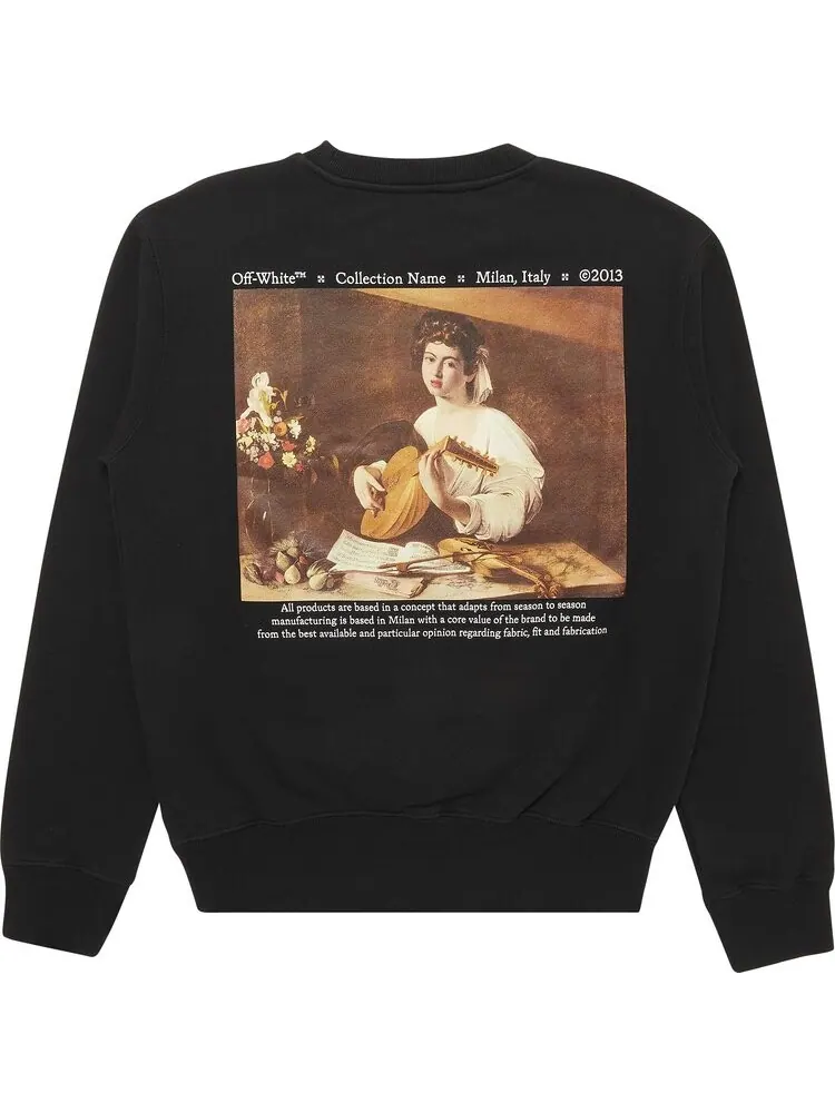 Толстовка Off-White Caravaggio Lute Slim Crewneck 'Black/Multicolor' — изображение 2 из 3, черный