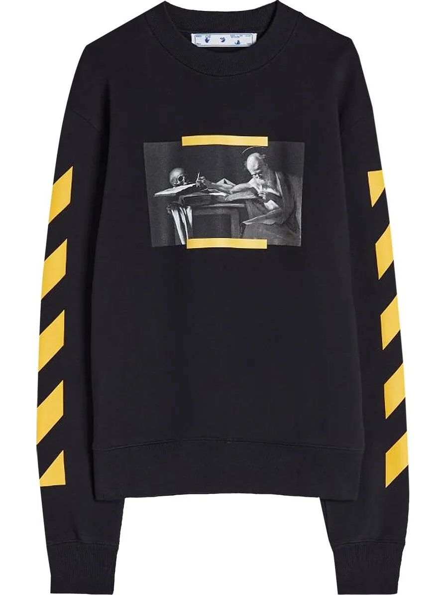 Толстовка Off-White Caravaggio Painting Slim Crewneck 'Black/Multicolor' — изображение 1 из 1, черный