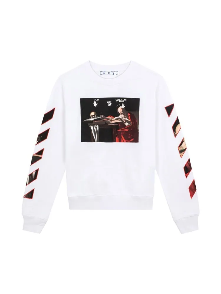 Толстовка Off-White Caravaggio Slim Crewneck 'White/Red' — изображение 1 из 1, белый