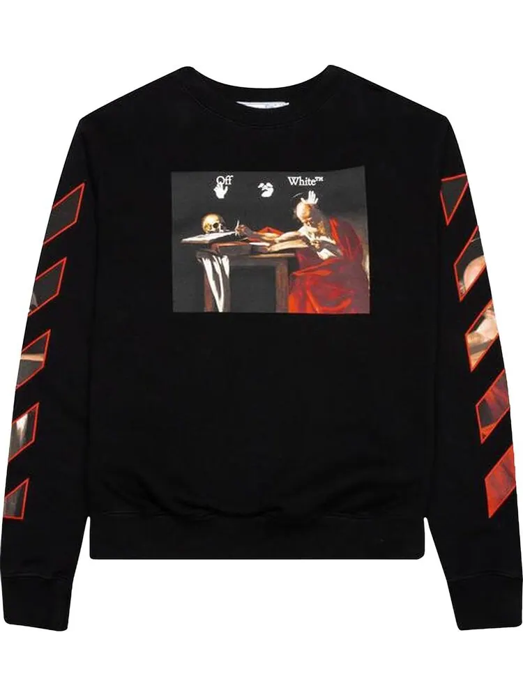 Толстовка Off-White Caravaggio Slim Crewneck 'Black/Red' — изображение 1 из 1, черный