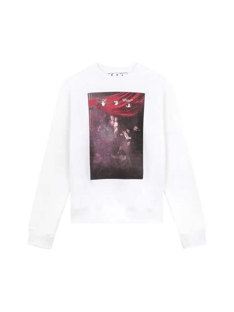Толстовка Off-White Sprayed Caravaggio Slim Crewneck 'White' — изображение 1 из 2, белый