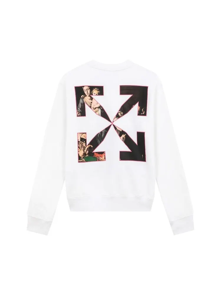 Толстовка Off-White Sprayed Caravaggio Slim Crewneck 'White' — изображение 2 из 2, белый
