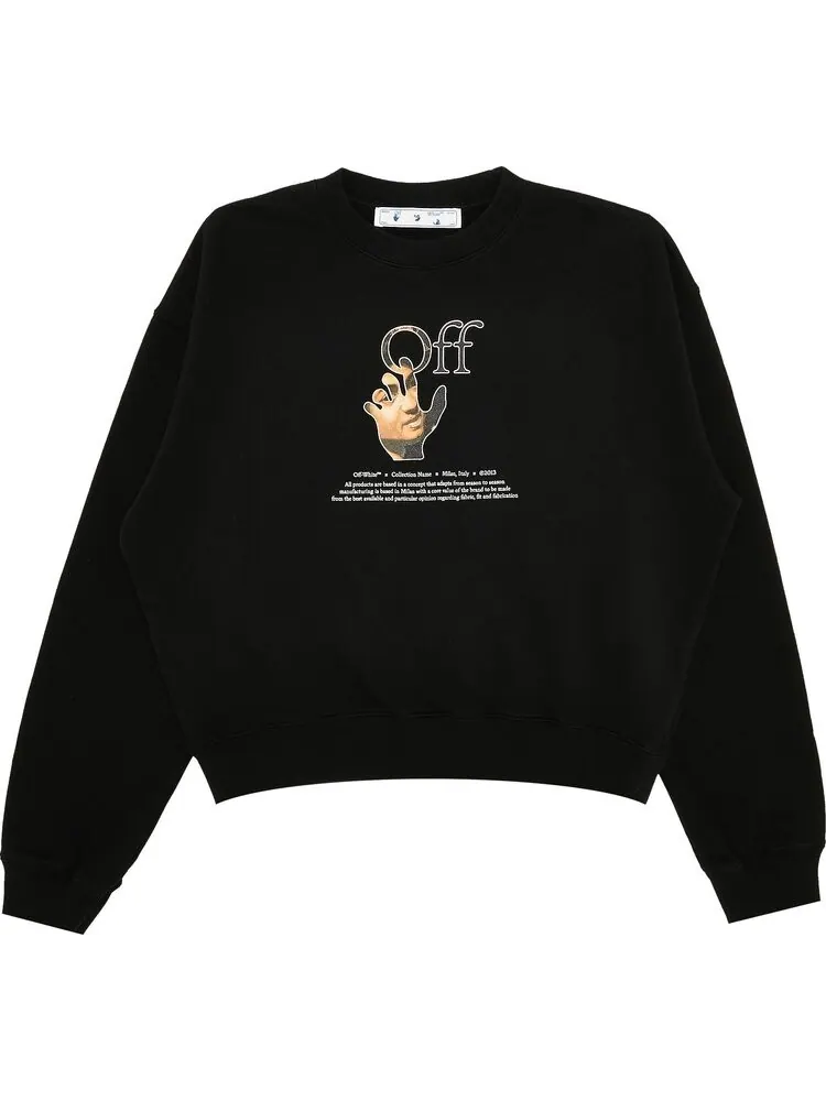 Толстовка Off-White Caravaggio Hand Over Crewneck 'Black/Multicolor' — изображение 1 из 3, черный