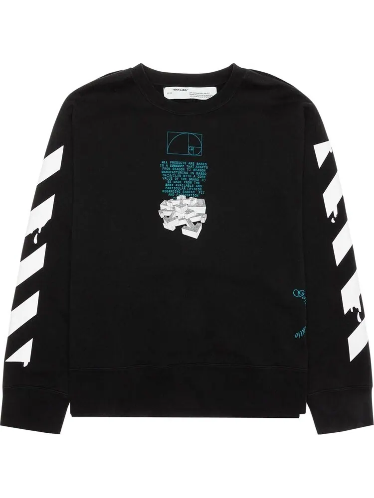 Толстовка Off-White Dripping Arrows Incompiuto Crewneck 'Black/White' — изображение 1 из 3, черный