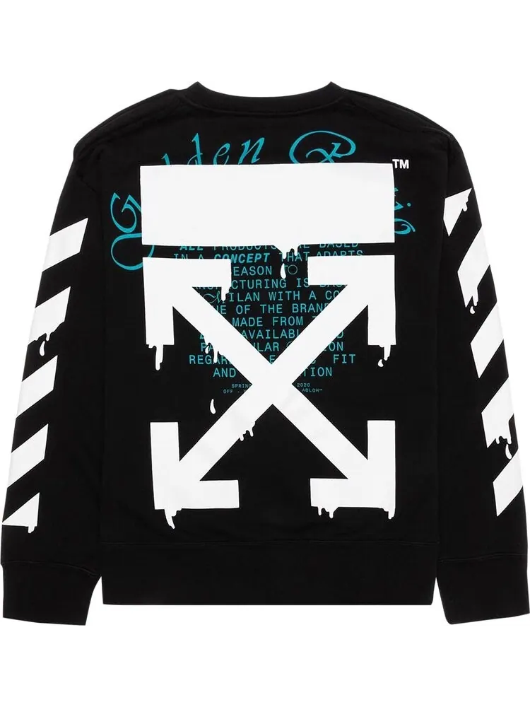 Толстовка Off-White Dripping Arrows Incompiuto Crewneck 'Black/White' — изображение 2 из 3, черный