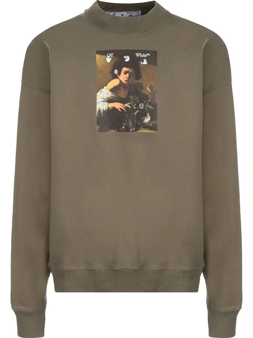 Толстовка Off-White Caravaggio Boy Skate Crewneck 'Green/Multicolor' — изображение 1 из 2, зеленый