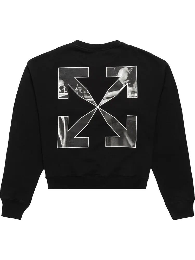 Толстовка Off-White Caravag Arrow Over Crewneck 'Black/White' — изображение 2 из 2, черный