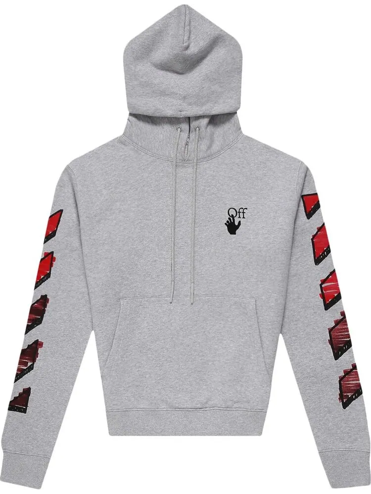 Худи Off-White Marker Slim Hoodie Melange Grey/Red — изображение 1 из 2, серый
