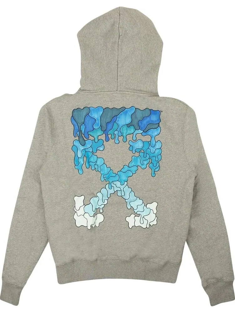 Худи Off-White Marker Slim Hoodie 'Melange Grey/Blue' — изображение 2 из 3, серый