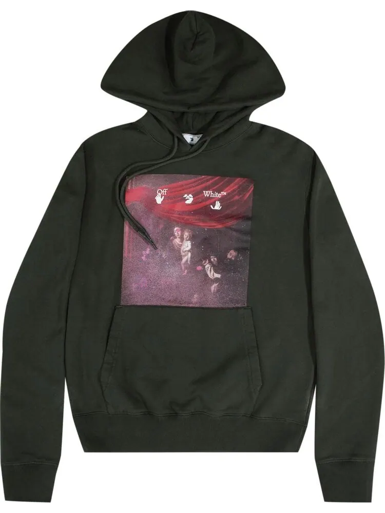 Худи Off-White Sprayed Caravaggio Slim Hoodie 'Green/White' — изображение 3 из 3, зеленый