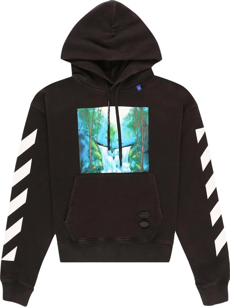 Худи Off-White Diag Waterfall Over Hoodie 'Black / Multicolor' — изображение 1 из 2, черный