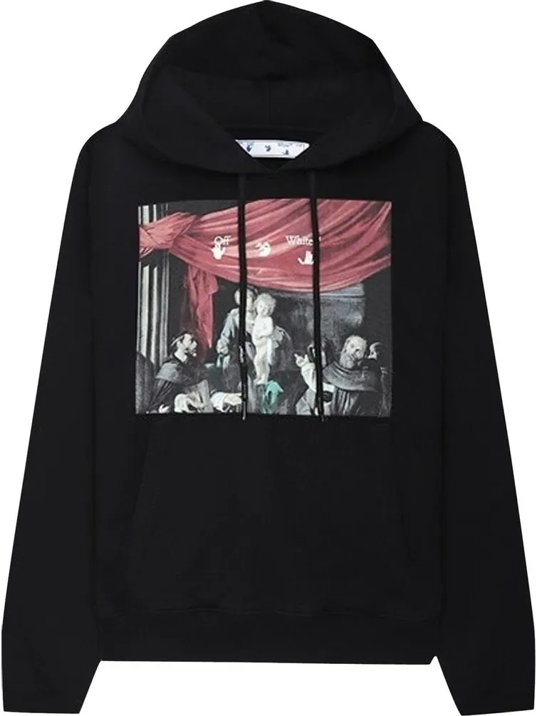 Худи мужское Off-White Caravaggio Paint с капюшоном и принтом — изображение 1 из 2, черный