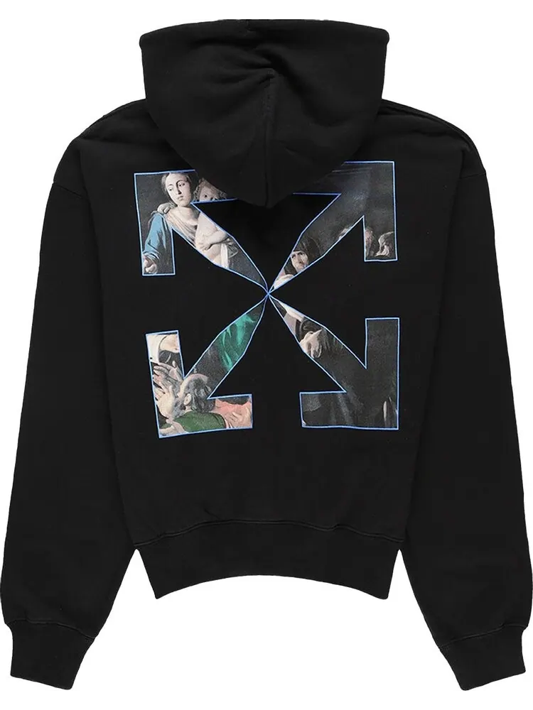 Худи мужское Off-White Caravaggio Paint с капюшоном и принтом — изображение 2 из 2, черный