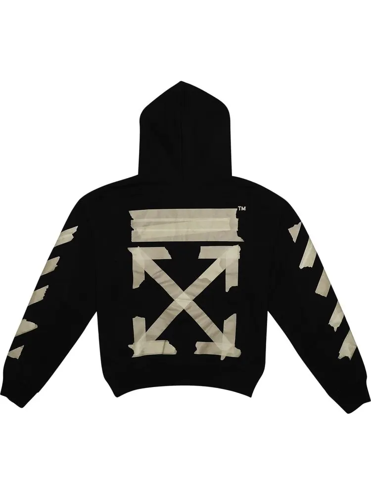 Худи Off-White Tape Arrows Over Hoodie 'Black/Beige' — изображение 2 из 3, черный