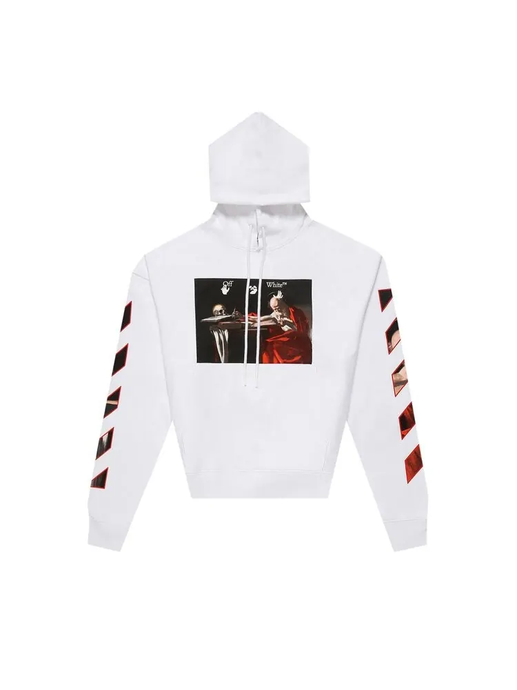 Толстовка Off-White Caravaggio Print Hooded Sweatshirt 'White/Black' — изображение 1 из 2, белый