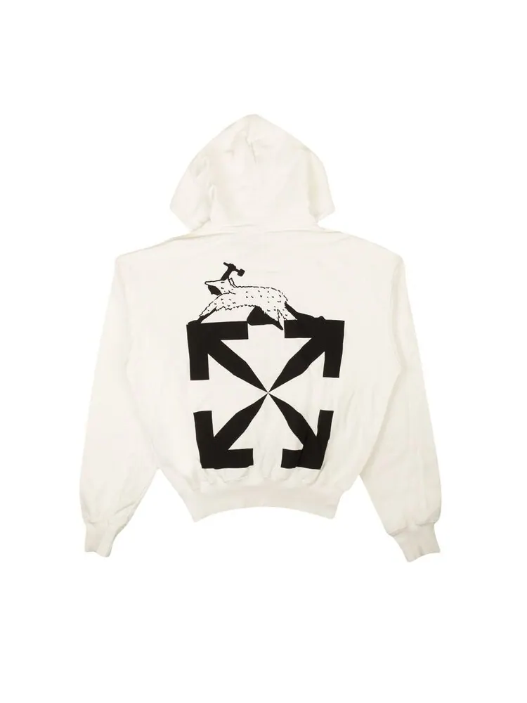 Худи Off-White World Caterpillar Over Hoodie 'White/Black' — изображение 2 из 3, белый