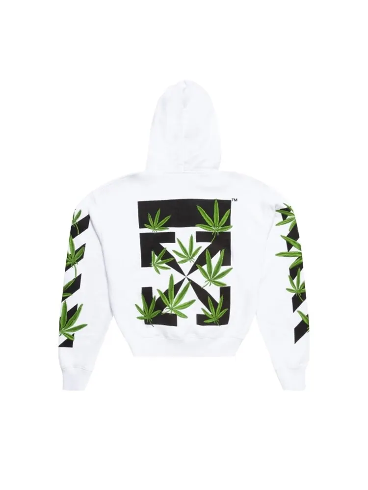 Худи Off-White Weed Arrows Over Hoodie 'White/Green' — изображение 2 из 2, белый
