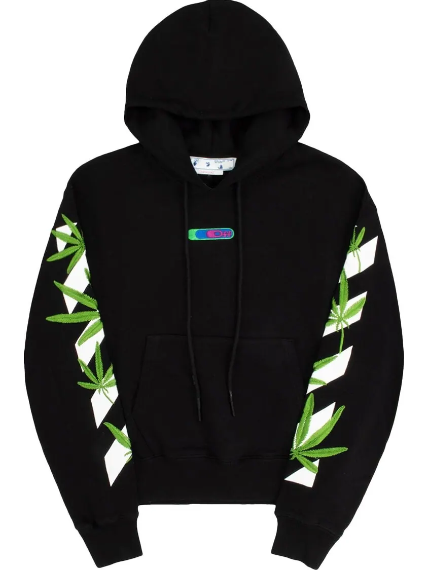 Худи Off-White Weed Arrows Over Hoodie 'Black/Green' — изображение 1 из 1, черный
