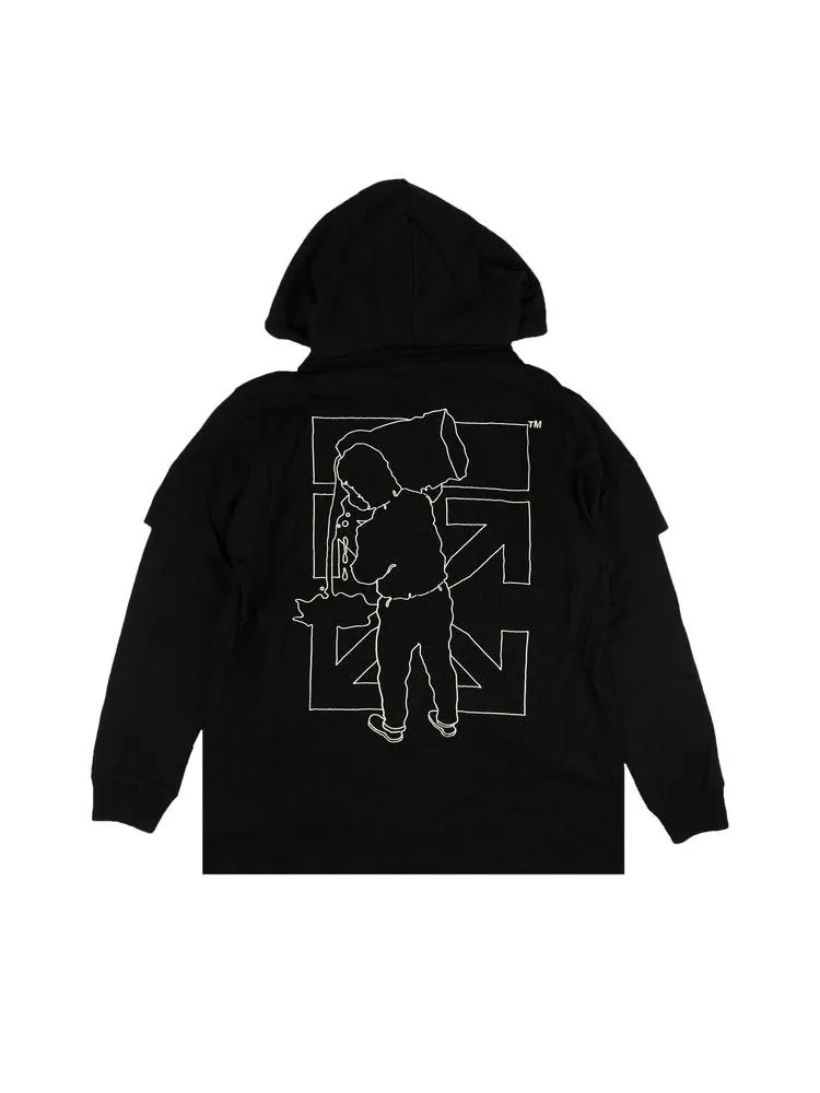 Худи Off-White Barrel Worker Double Tee Hoodie — изображение 2 из 2, черный/белый