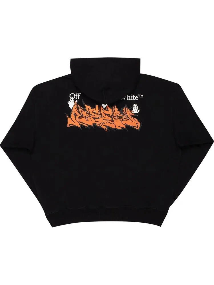 Худи Off-White Neen OW Logo Skate Hoodie 'Black/Orange' — изображение 2 из 2, черный