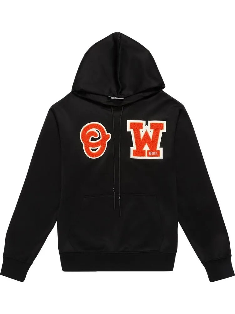 Худи Off-White Patch Slim Hoodie 'Black/Orange' — изображение 1 из 1, черный