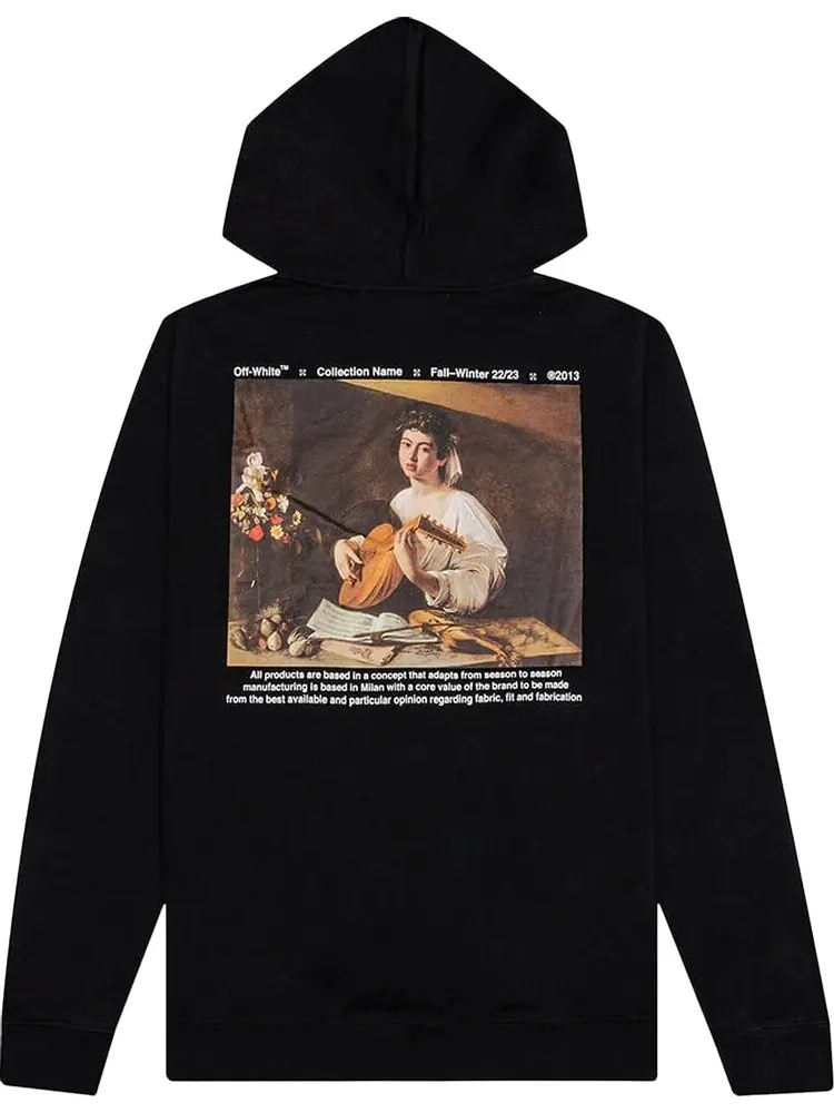 Худи Off-White Caravaggio Lute Slim Hoodie 'Black/White' — изображение 2 из 2, черный