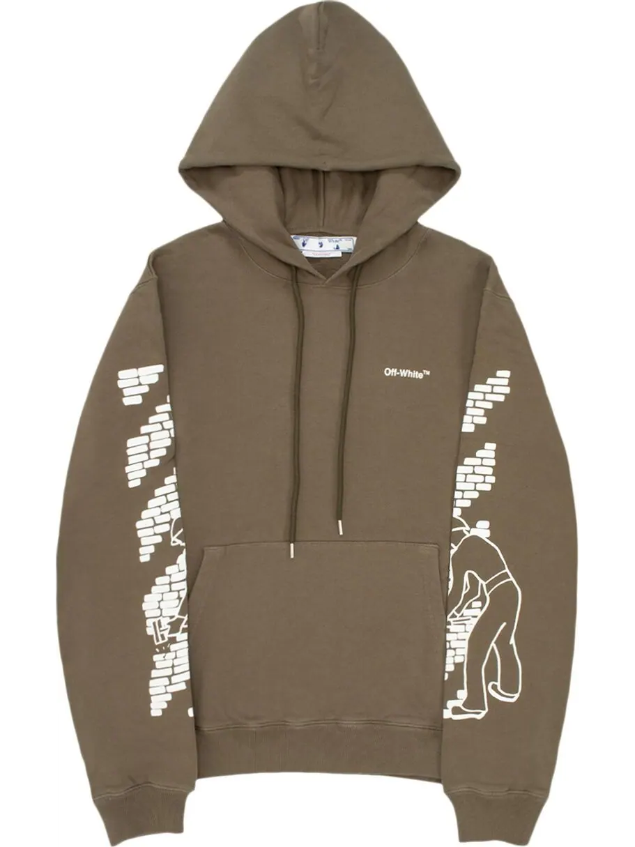 Худи Off-White Bricks Slim Hoodie 'Army Green/White' — изображение 1 из 1, зеленый