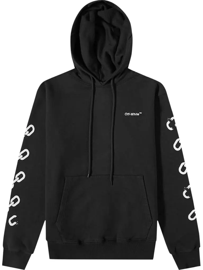 Худи Off-White Chain Arrow Slim Hoodie 'Black/White' — изображение 1 из 2, черный
