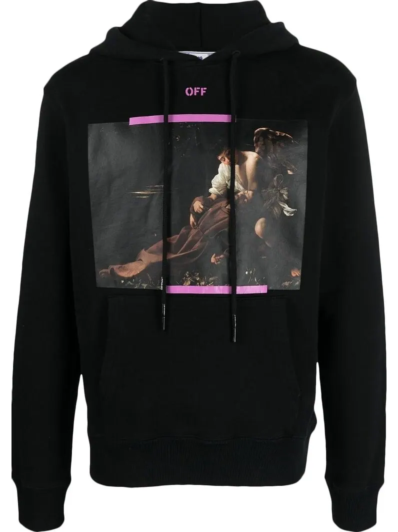 Худи Off-White Caravaggio Print Hoodie 'Black Cyclamen' — изображение 1 из 1, черный