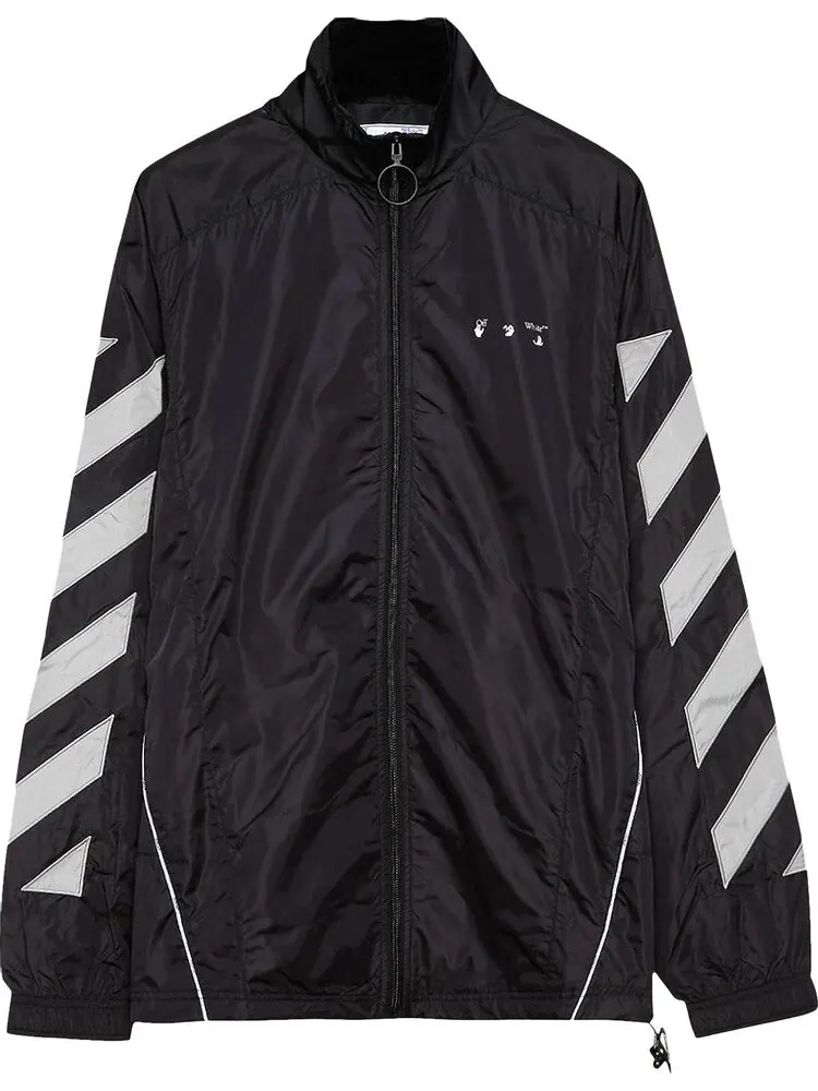 Ветровка Off-White Diag Nylon Tracktop 'Black/Limestone' — изображение 1 из 3, черный