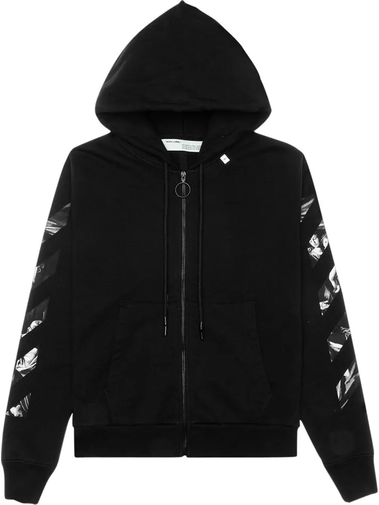 Худи Off-White Caravaggio Square Slim Zip Hoodie 'Black/Multicolor' — изображение 1 из 3, черный