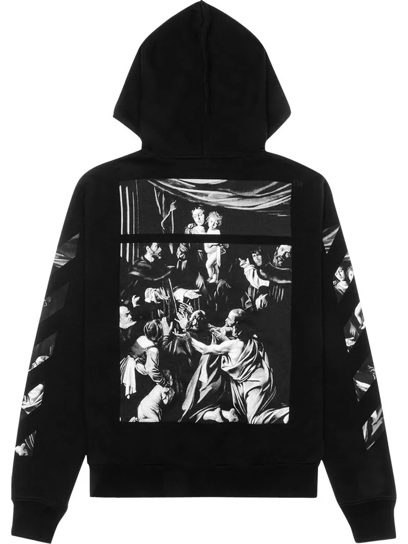 Худи Off-White Caravaggio Square Slim Zip Hoodie 'Black/Multicolor' — изображение 2 из 3, черный