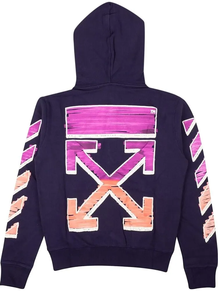 Худи Off-White Marker Slim Zip Hoodie 'Purple' — изображение 2 из 2, фиолетовый