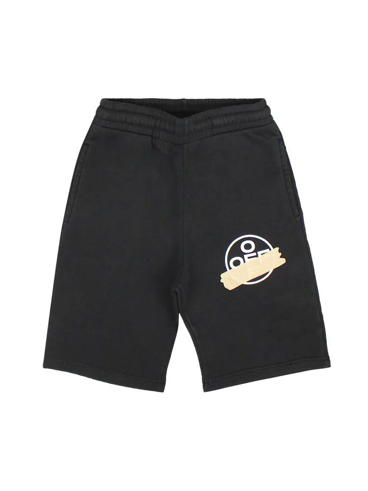 Спортивные шорты Off-White Tape Sweatshorts — изображение 1 из 3, черный/бежевый